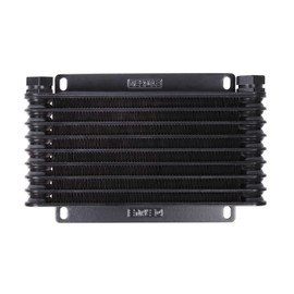 DERALE Fluid Cooler, 9000 Series, 9.75 x 6.25 x 1.25 in, Plate and Fin Type, 1/2 in NPT Female Inlet/Outlet, Aluminum, Black Anodized, Automatic Transmission, Kit