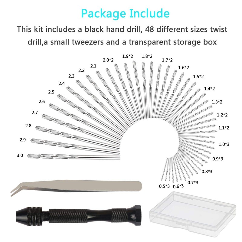 51-Piece Mini Drill Set KAKOO Precision Pin Vise Micro Hand