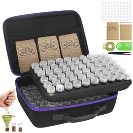 Nage-Bay 120 Slots Seed Storage Box with 25 Envelopes and Tools, Large Sturdy Storage Organizer for Garden Plant Seeds, Seed Bank with Zipper, Label, Funnel, Tweezers, Tray (Seeds Not Included)