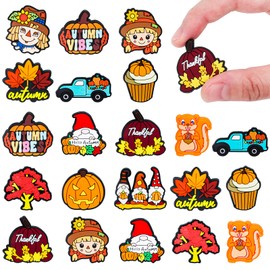 JarThenaAMCS 12Pcs Thanksgiving Silicone Focal Beads Autumn Gnome Pumpkin Silicone Loose Beads Mixed Fall Rubber Beads for Pen DIY Art Craft Keychain Making Accessories