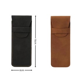 Loopunk 2 Piezas estuche de pu para,pluma estilográfica manga de lápiz,decorativa bolsa protectora para,para bolígrafo antiguo titular de la pluma bolsa de regalo PU (Negro + Marrón)