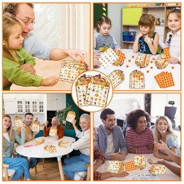 JUESMOS 24 Players Fall Bingo Card Turkey Pumpkin Fall Thanksgiving Bingo Games for Kids Adults Fall Festival Games Set for Family Friends Thanksgiving Harvest School Classroom Activities Supplies