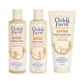 Childs Farm OatDerma Regime Bundle | Baby Bubble Bath (250ml), Body Wash (250ml) and Body Moisturiser (200ml) | Suitable for Newborns, Kids and Adults with Sensitive, Dry, Itchy & Eczema-Prone Skin