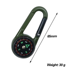 Compass with Carabiner Hook, Thermometer, Carabiner Hook, Mini Compass, Compass Keyring, Multifunctional Portable Metal Carabiner for Camping, Hiking, 3-in-1 Compass