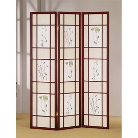 ADF 3-Panel Shoji Screen with Cherry Finish Frame