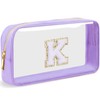 LOFOWN Initial Clear Makeup Bag Small Cosmetic Bag Travel Toiletry