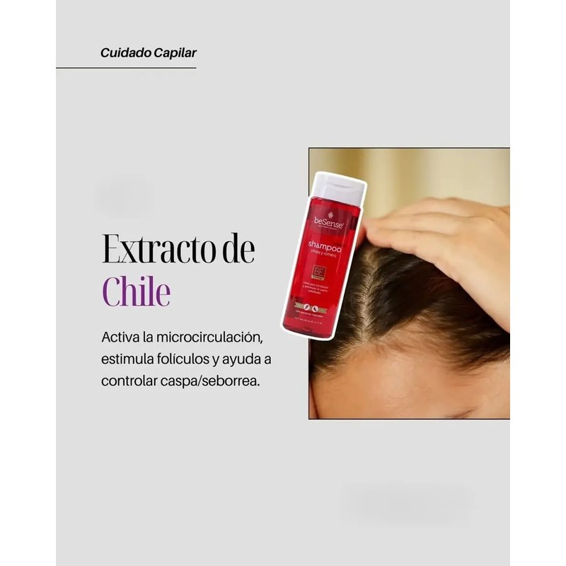 Be Sense Shampoo Chile Y Romero 400ml Pack 2 Piezas