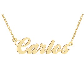 Dancing Wolf 18k Gold Plated Carlos Name Necklace Initial Pendant Necklaces Womens Jewelry Mother Graduation Gift