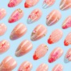 30PCS Summer Press on Nails Short Almond Fake Nails French
