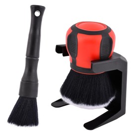 TLPCRKI 2 Pack Detail Brush, Car Ultra Soft Bristles Detailing Brushes, Interior Dusting Brush with Storage Rack, Covers Large Area Inside or Outside Vehicles, for Most Cars(Red)