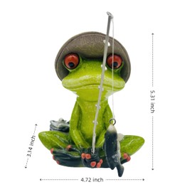Xzlgyffy Frog Fishing Decor, Summer Garden Statues, Ocean Beach Decorations, Home Bookshelf Desktop Statues Shelves Bathroom Decorative Ornaments Gift (Frog Fishing)