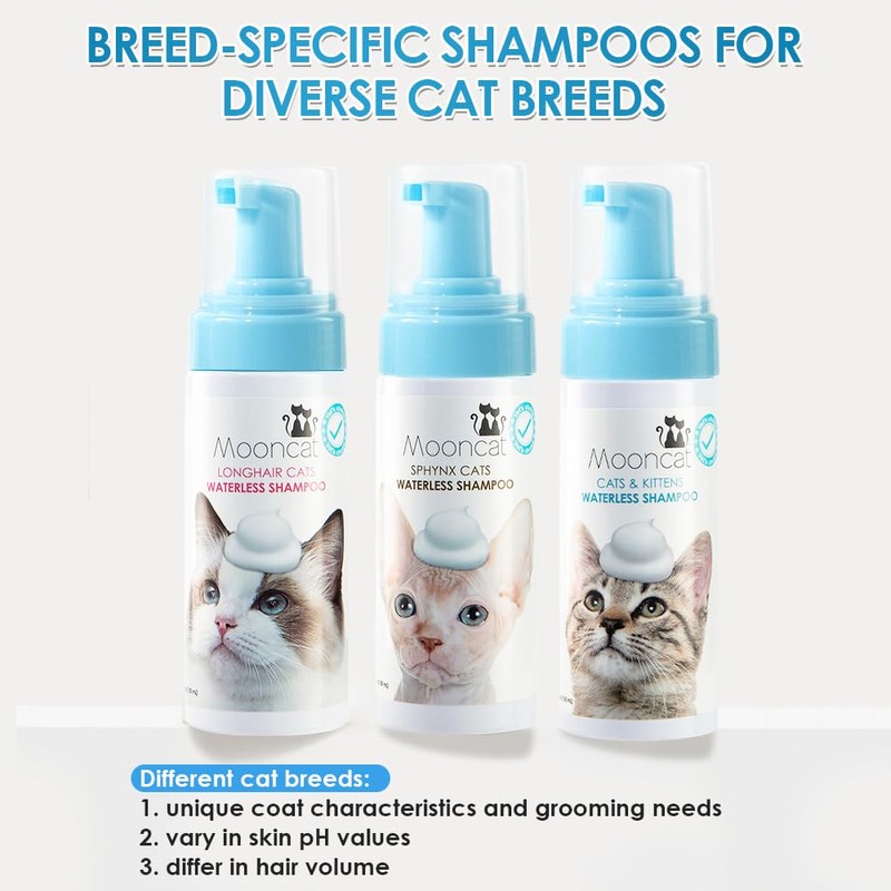 Mooncat Waterless Cat Shampoo+Cat Brush, Licking Safe Dry Shampoo for