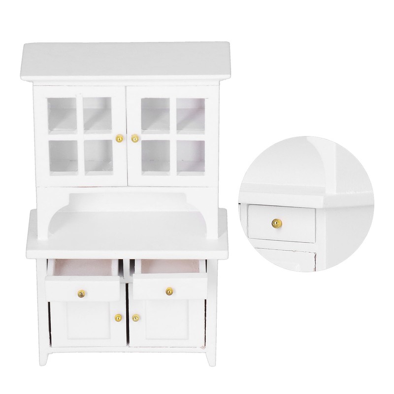 1:12 Dollhouse Cabinet Wooden Simulated Miniature Kitchen Furniture Decoration AccessoriesWhite