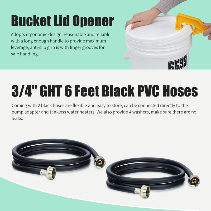Tankless Water Heater Descaling Flush Kit Includes Submersible Utility Pump