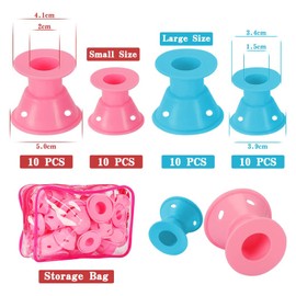 40 Rulos Mágicos para el Pelo, Incluyen 20 Rizadores de Silicona Grandes y 20 Rizadores de Silicona Pequeños, para Mujeres y Niñas, Rizadores de Pelo sin Calor para Cabello Largo, Medio Corto, Silicona, Rosa y azul