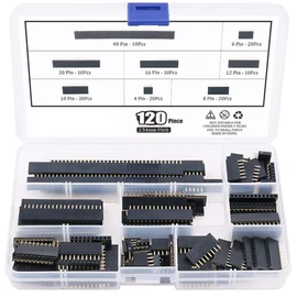 ARCELI 120pcs 2.54mm Straight Single Row PCB Board Pin Female Connection Head Connector Assortment Kit for Arduino Prototype Shield (Single Row)