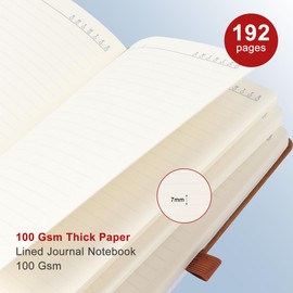 TECDW Classic A5 Tied Notebooks, PU Leather Cover Journal, 192 Pages Of 100gsm Thick Paper, Suitable for Men and Women Business Office and Daily Notes Exquisite Horizontal Line Journal Notebook