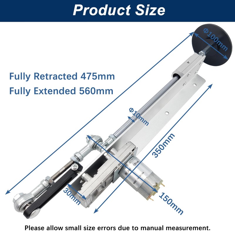 JQDML Reciprocating Linear Actuator Stroke 1.18"-6" with Suction Cup and