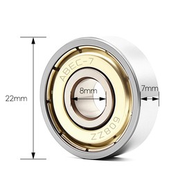 Jyvex Pack of 24 608 Ball Bearings, 608ZZ Ball Bearings 8 x 22 x 7 mm Metal Double Shielded Miniature Deep Groove Ball Bearings, Bearings for Skateboards, Inline Skates, Scooters