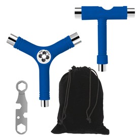 Sonku Herramienta Azul para monopatín Todo en uno, Herramienta T portátil para patineta Multifuncional y Accesorio para Herramienta en Y con Llave de Destornillador Almacenamiento en una Bolsa