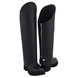 Milwaukee Leather MLM5556 Unisex Black Leather Tall Half Chaps with Back Zipper - 3X-Large