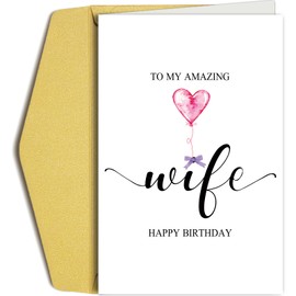 Oamiolek Sweet Birthday Card for Wife, Cute Wife Birthday Card, Romantic Birthday Card for Her, Happy Birthday Card from Husband, To My Amazing Wife Birthday Card