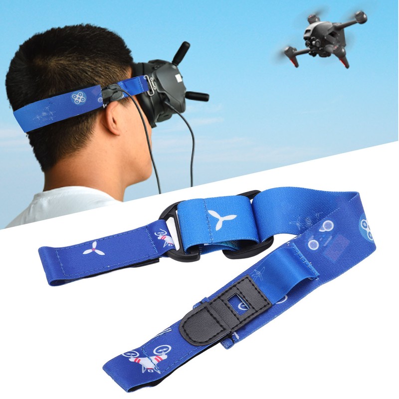 Flight Goggles Headband Adjustable Head Strap with Battery Strap Holder