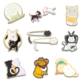 11Pcs Cat Cute Pins Sets Cartoon Enamel Pins Brooch for cat lovers Lapel Pins Badges Accessories Gifts