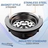 RV Sink Drain with Basket Strainer Stainless Steel 3 1/2"
