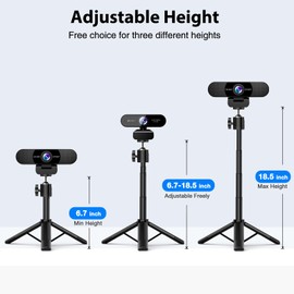 Webcam Tripod, EMEET Professional Webcam Mini Tripod, Adjustable Heights with 360° Swivel Head, Portable&Lightweight, Stable Use, Universal Compatible for Most Webcams/Phones/GoPros/Mirrorless Cameras