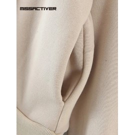 MISSACTIVER Women’s Vintage Solid Drawstring Hoodies Zip Up Oversized E-girl 90s Sweatshirt Basic Jacket With Pockets Apricot