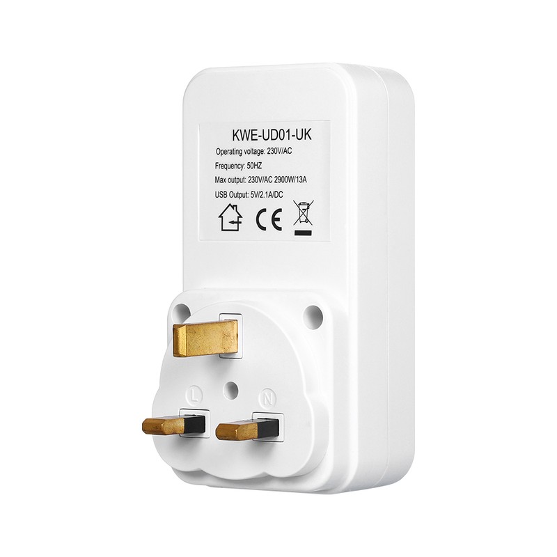 Countdown Timer Socket with 2 USB Ports 5V 2.1A Outlet