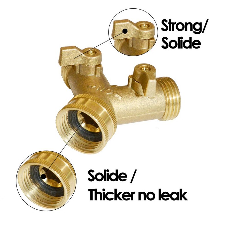 Brass Hose Splitter Garden Hose Y Valve Connectors 2 way