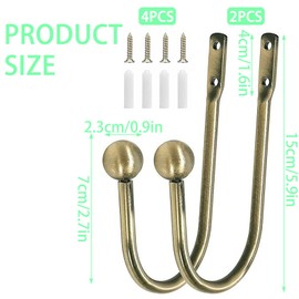 2 Pcs Curtain Holdbacks, Metal Curtains Hold Backs, Retro Tiebacks with Screws Suitable for Bedroon, Living Room, Home Decorations, Wall Decoration,Fixed Curtains or Hanging Items