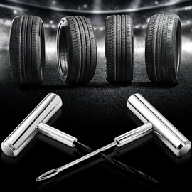 Saillong Tire Plug Tool Heavy Duty Plug Kit Stainless Steel T Handle Set Spiral Probe and Split Eye Needle Tire Repair Set for Automobiles Motorcycles Bicycles Car Truck