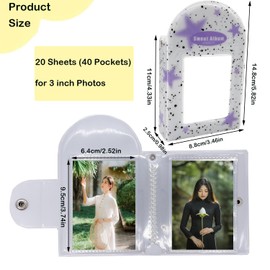 3 Inch Mini Photo Album 40 Pockets,Kpop Photocard Holder Book Small Photocard Binder Photo Card Binder for Collecting Photos Cards Pictures Purple Star