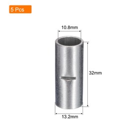sourcing map 5Pcs Non Insulated Butt Connectors 2AWG Wire Connector BN-38 for Electrical Wire Crimp Ferrule Terminals