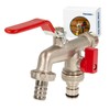 Double Ball-Tap Tap with Additional Outlet matt Chrome-Plated Brass