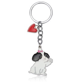 HUAAPLEVLA Cute Alloy Enamel Pets Dog Keychain Puppy Key rings for Maltese lovers Dog Themed Party Favors Car keychains Bag Charms（Maltese）
