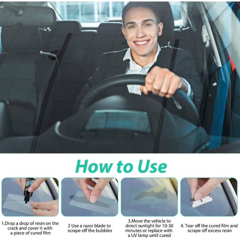 2 Pcs Windshield Glass Repair Kit, 20ml Auto Windshield Crack