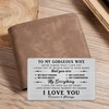 FALOGI To My Gorgeous Wife Gifts Engraved Wallet Card, Wife
