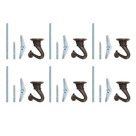 Aspen Creative Antique Brass 21402-46, Swag 6 Pcs w/Mounting Hardware, 1-1/2" Heavy Duty Ceiling Hooks Plants/Wind Chime Lanterns/Hanging Decorations, Finish