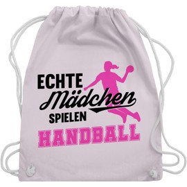 Shirtracer - Gym bag jute bag gym bag backpack - children's sports clothing - real girls play handball black / fuchsia, 11 pastel pink.