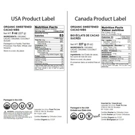 Food to Live Organic Sweet Cacao Nibs, 8 Ounces – Non-GMO, Lightly Sweetened with Coconut Sugar, Raw, Non-Irradiated, Vegan, Kosher, Bulk, Great for Snacking, Baking & Smoothies. High in Antioxidants