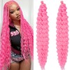 Pink Curly Wavy Braiding Hair Pre Stretched Deep Water Wave