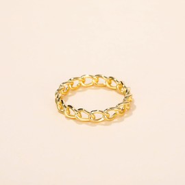 Mameloly 3.8mm 925 Sterling Silver 14K Gold Plated Wedding Bands for Women Stackable Open Chain Link Engagement Rings Size 8.5