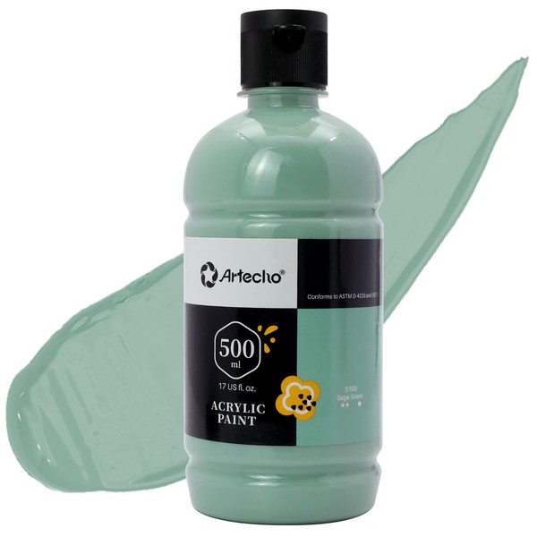 Artecho Acrylic Paint Sage Green 500 ml, Waterproof and Non-fading,