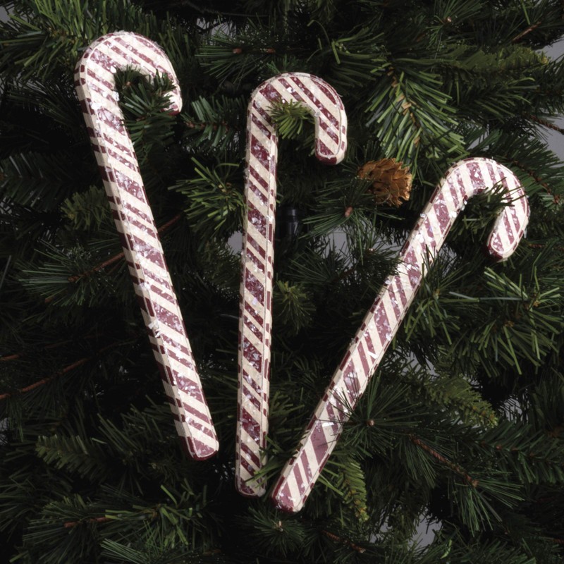 Primitives by Kathy Classic Carved Wooden, Candy Canes, 3 Piece