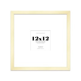 12x12" Square Picture Frame, Display Pictures 8x8" With Mat or 12x12" Without Mat, Wall Hanging & Free Standing Photo Frame, Gold, 1 Pack