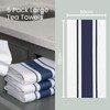 100% Cotton Tea Towel - Midnight Blue Stripe Pattern, Pack